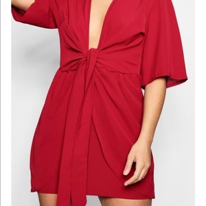 Plus Size Plunge Tie Knot Dress